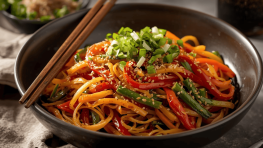 Asiatische Gemüsepfanne mit Konjaknudeln Canva KI