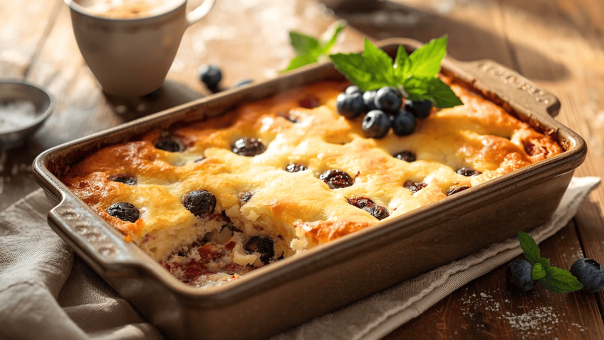 Quarkauflauf mit Heidelbeeren KI