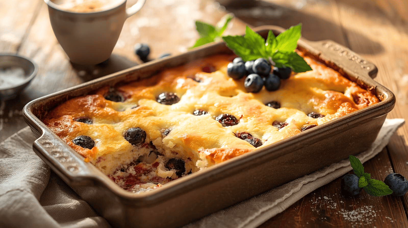 Quarkauflauf mit Heidelbeeren KI