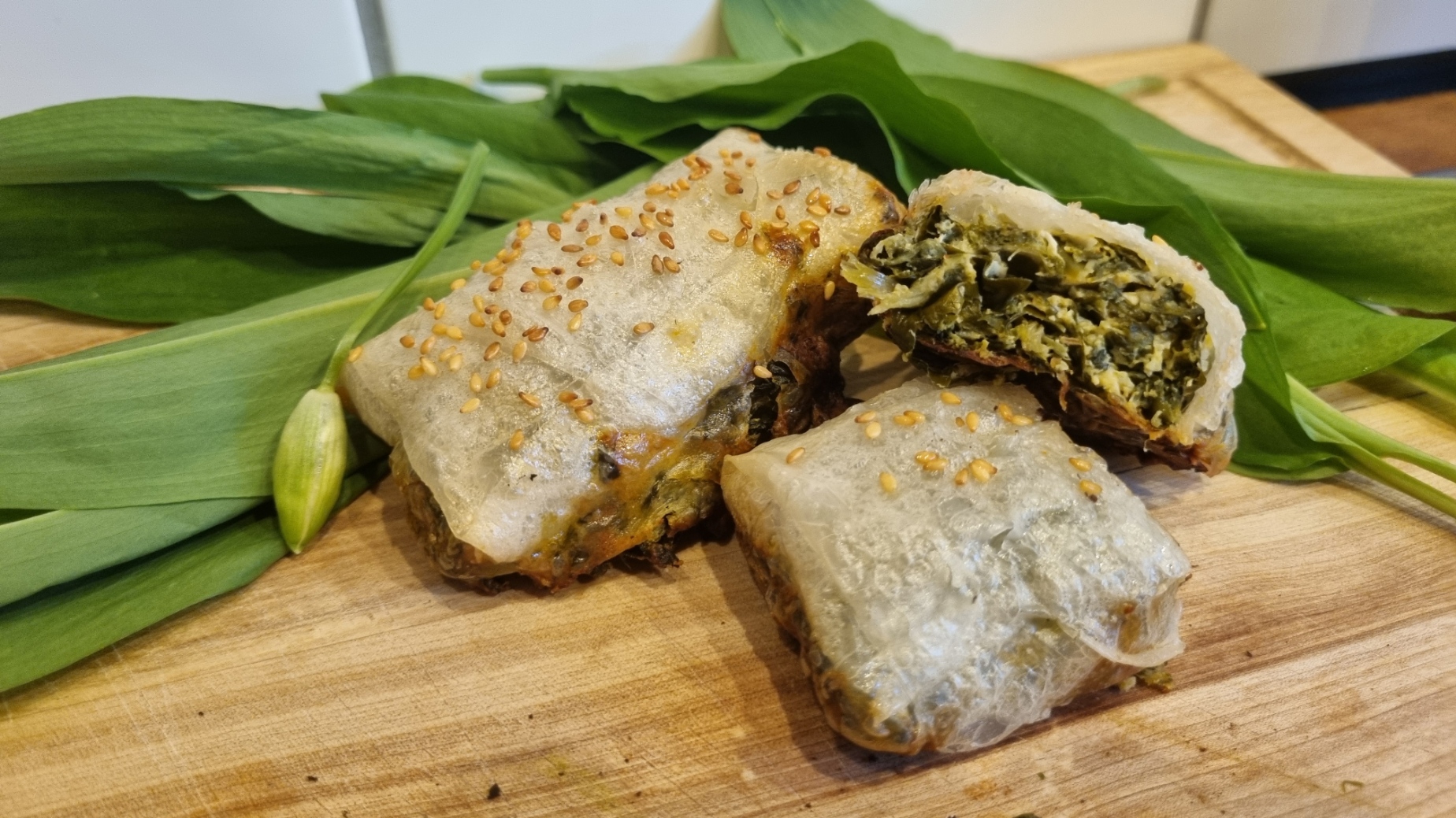 Bärlauch - Spinattaschen aus Reispapier