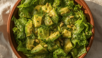 Grüner Sommersalat mit Avocado, Gurke