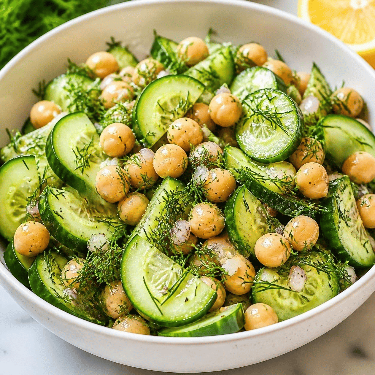 Gurken-Dill Salat mit Kichererbsen