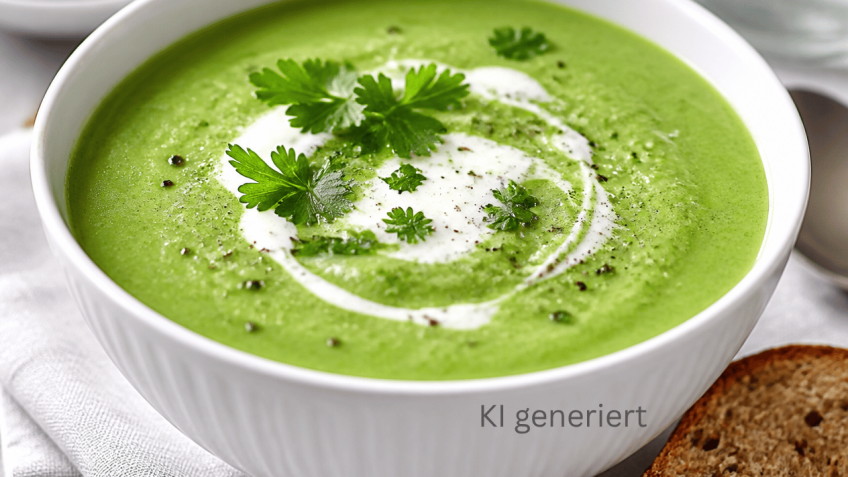 Vegane grüne Erbsensuppe aus TK Erbsen