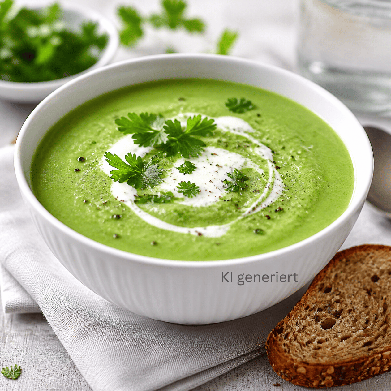 Vegane grüne Erbsensuppe aus TK Erbsen